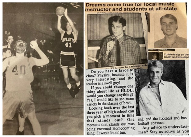 Newspaper clippings about CJ Johnson's high school basketball and music
