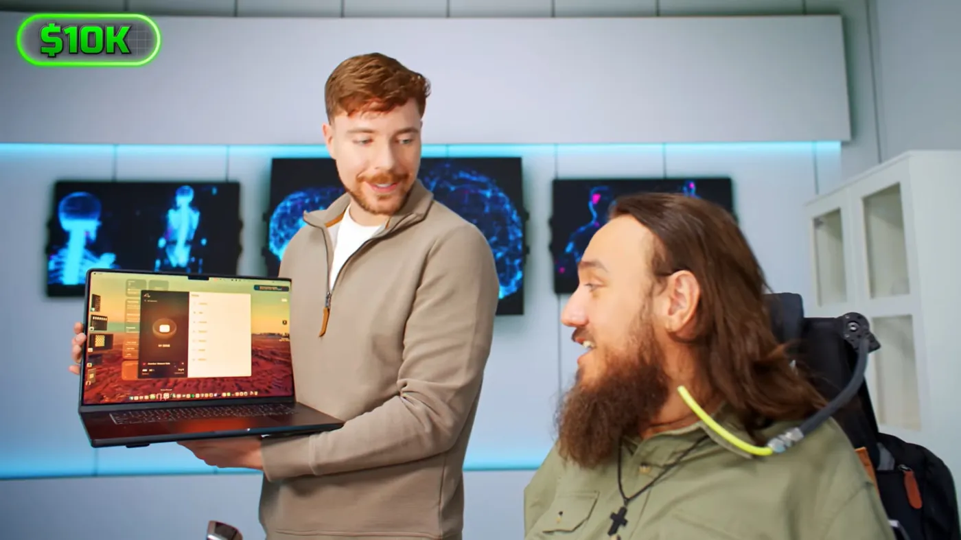 MrBeast with Noland Arbaugh, Neuralink patient 1
